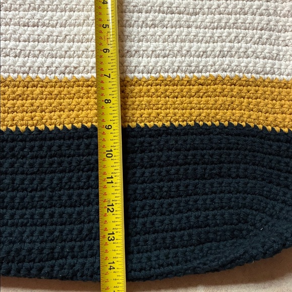 New Handcrafted Crochet Navy, Mustard & Ivory Tote Bag - Picture 5 of 7